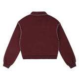 Teens Burgundy Collared Sweatshirt with Ivory Contrast Stitching