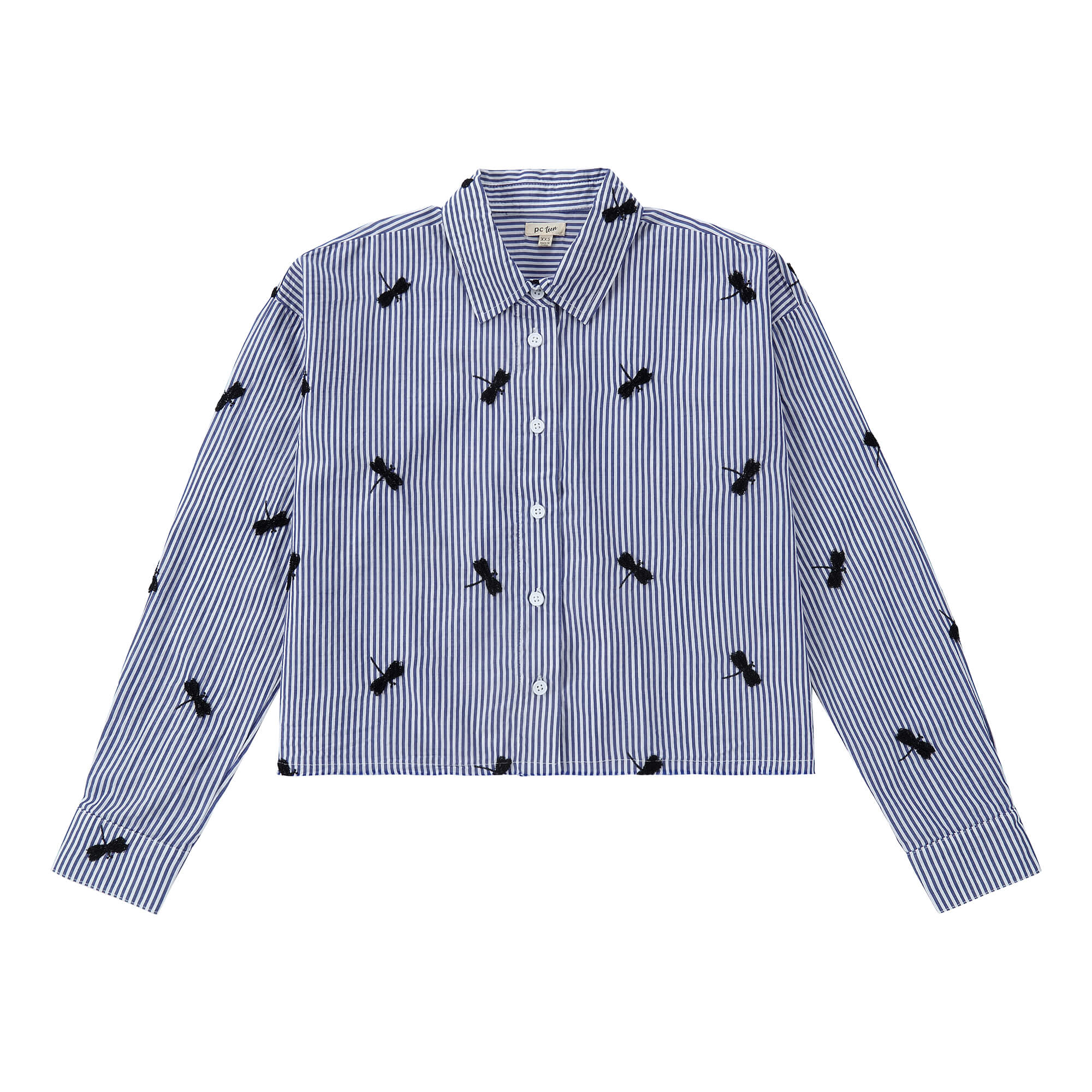 Teens Striped Dragonfly Print Shirt