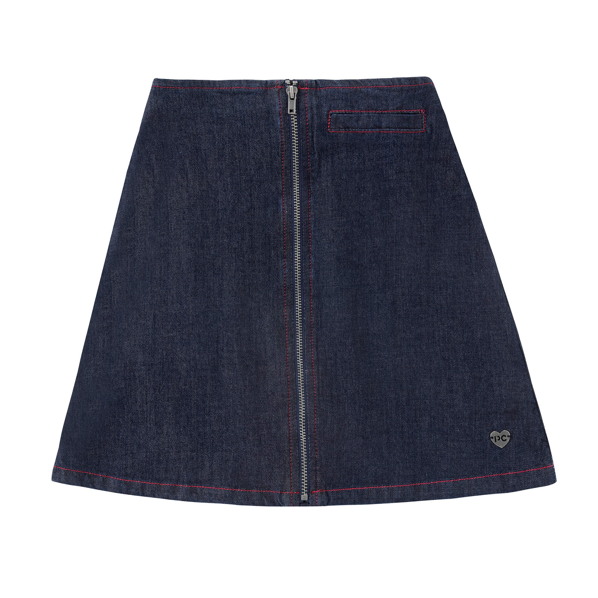 Girls Denim Front Zipper Skirt