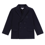 Boys Navy Pique Double Breasted Blazer