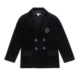 Boys Black Velvet Double Breasted Blazer