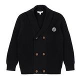 Boys Black Double-Breasted Knit Sweater