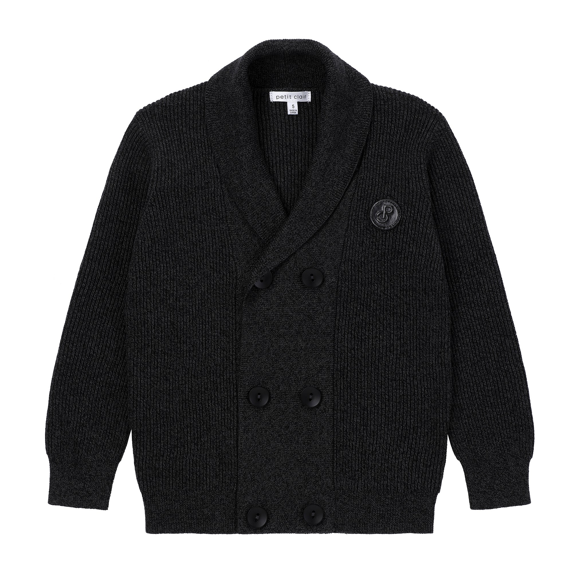 Boys Navy Double-Breasted Knit Sweater