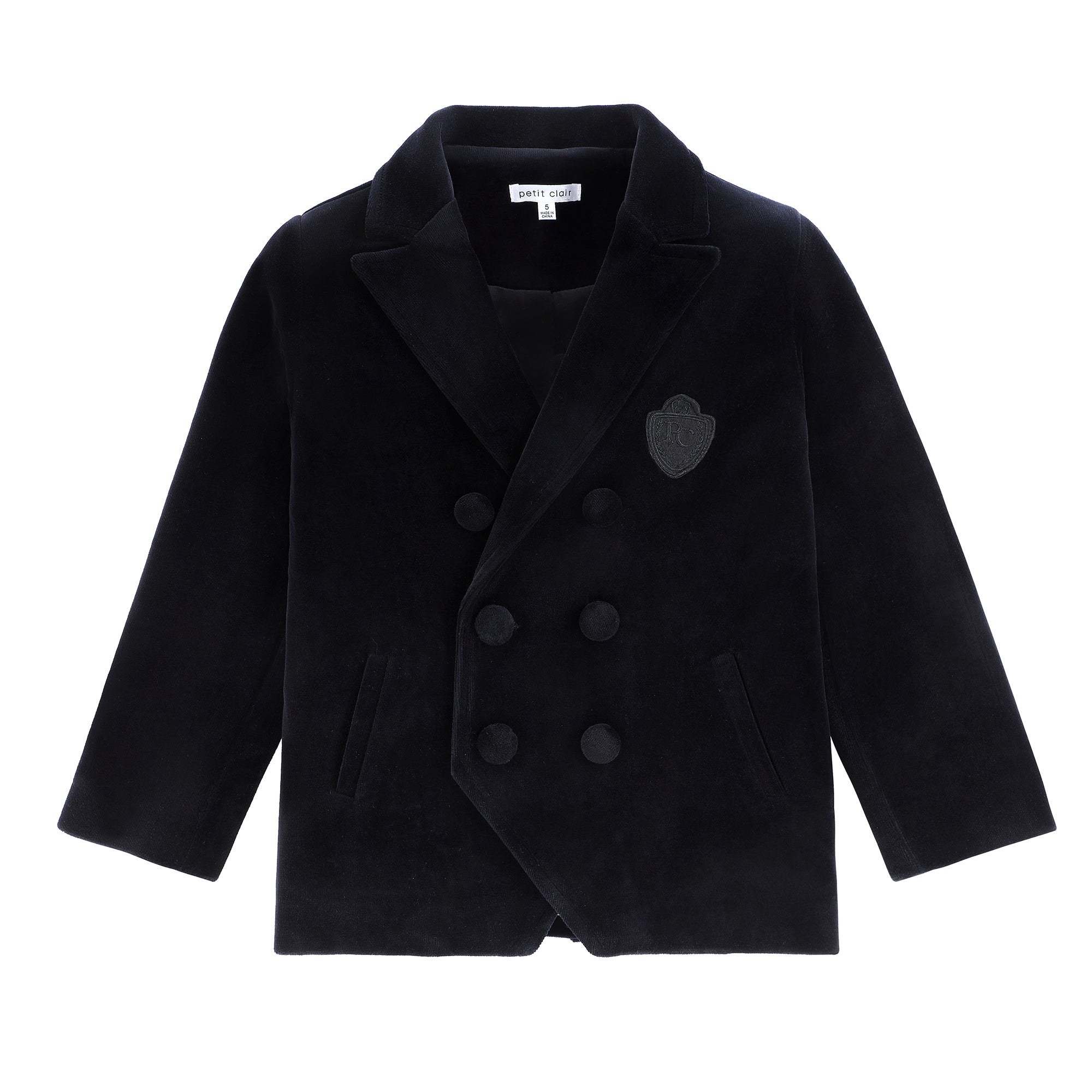 Boys Velvet Black Velvet Button Blazer