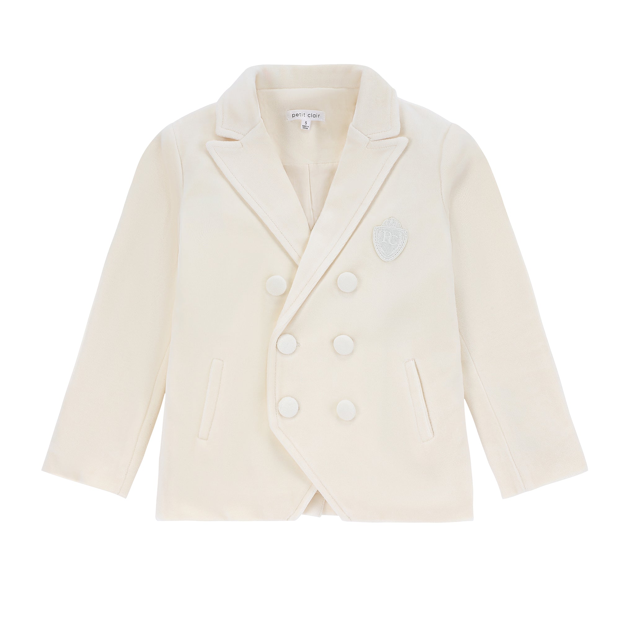 Boys Ivory Velour Blazer