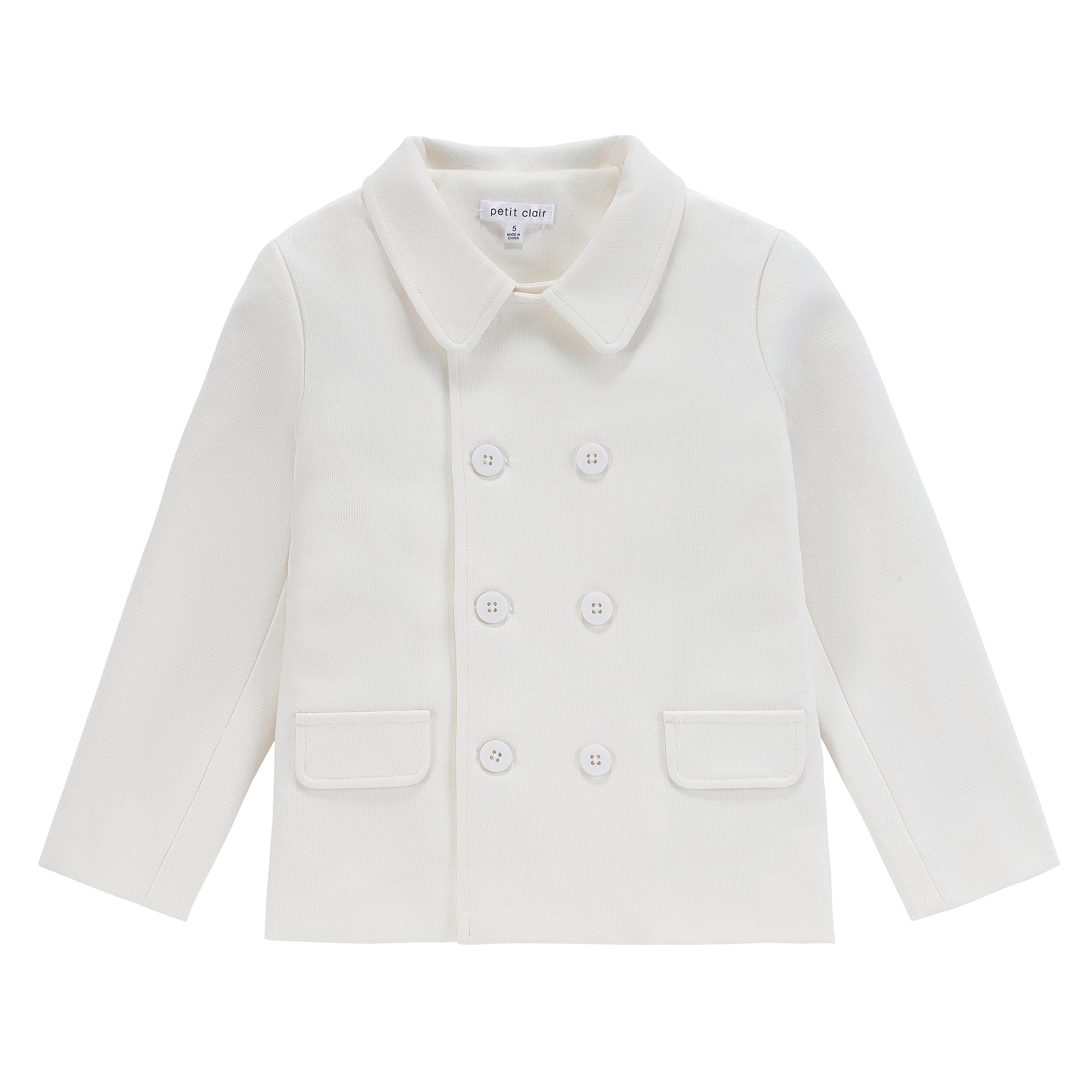 Boys Pique Cream Collared Blazer