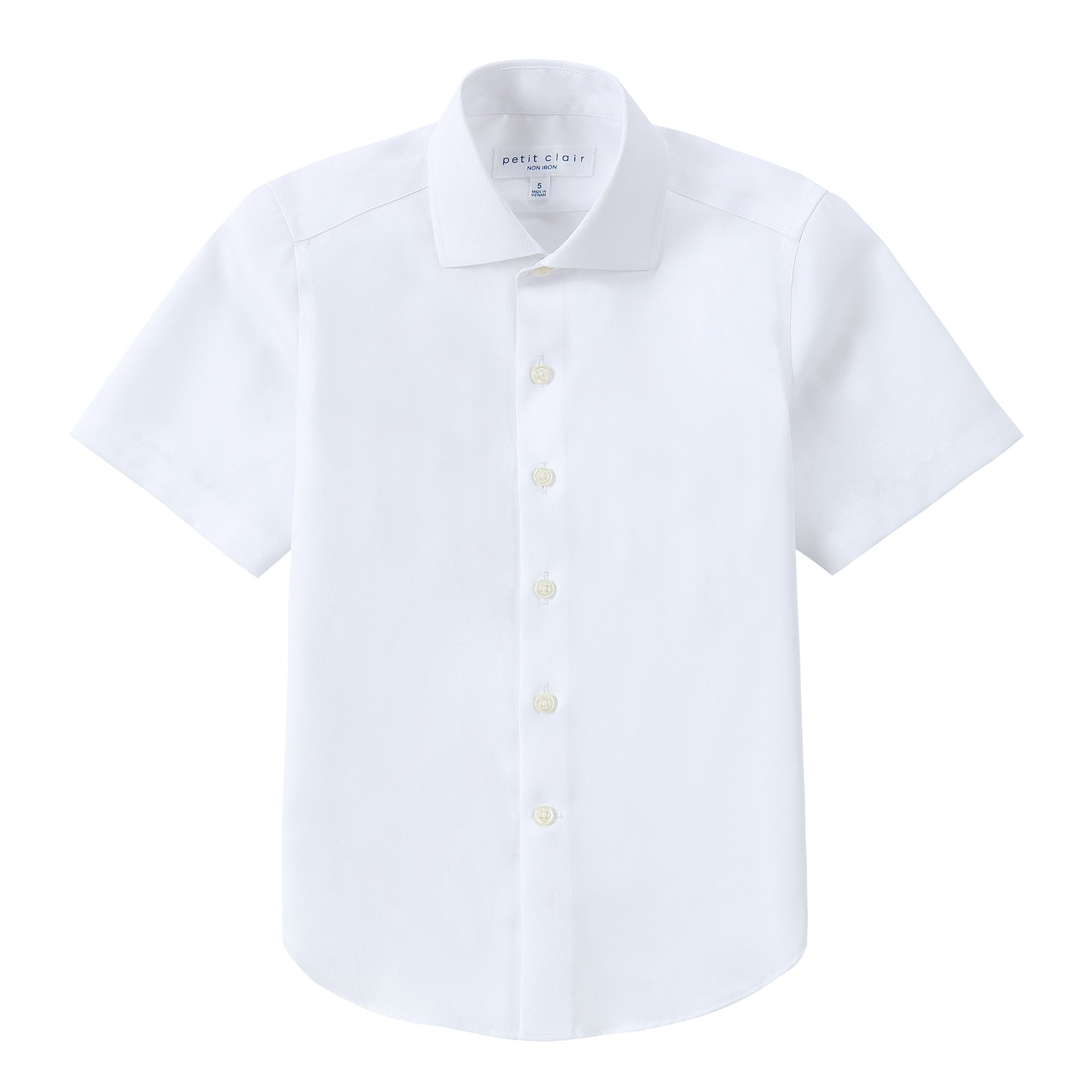 Non-Iron Spread Collar White Shirt- Short Sleeve – Petit Clair