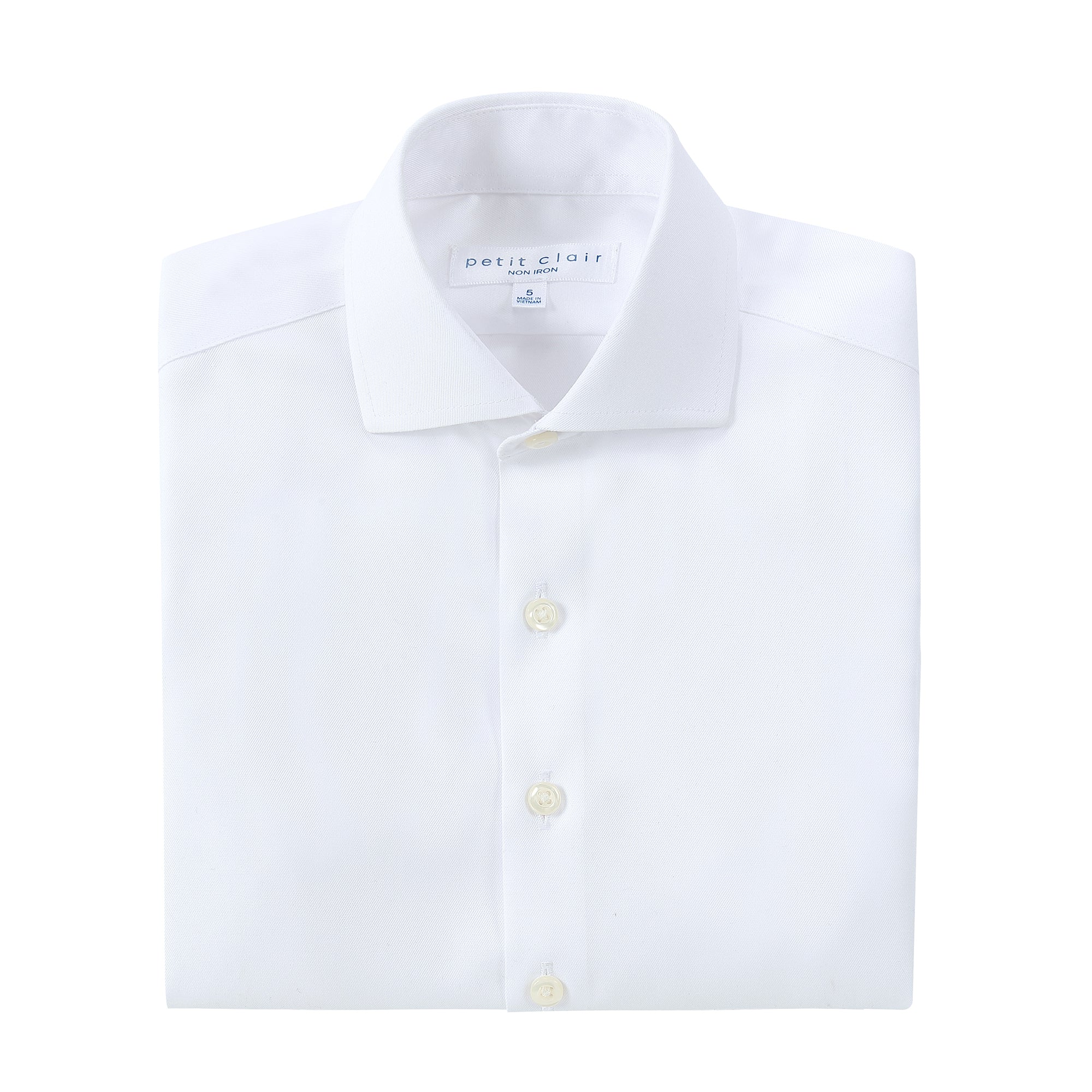 Non-Iron Spread Collar White Shirt- Short Sleeve