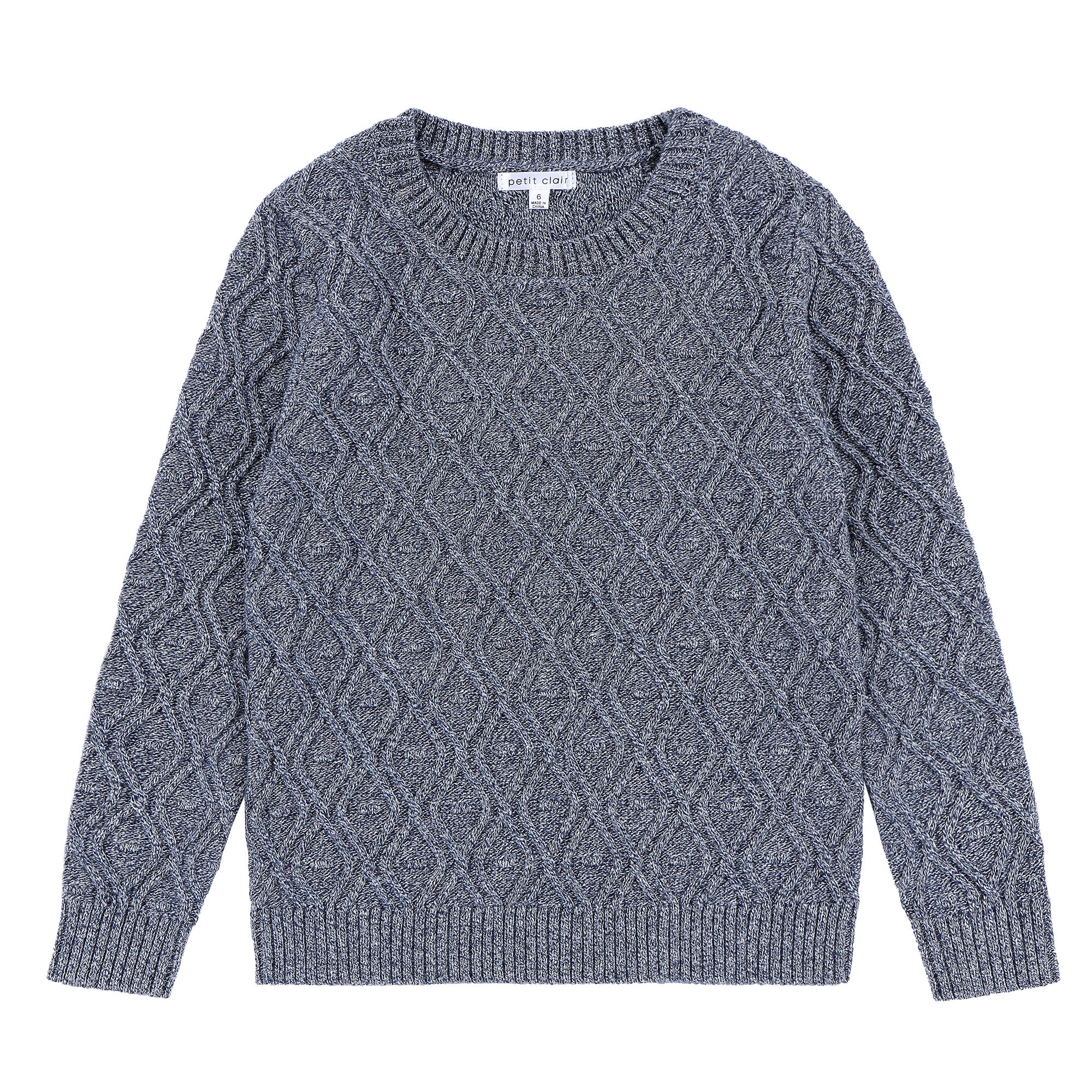 Boys Navy Heather Knit Sweater