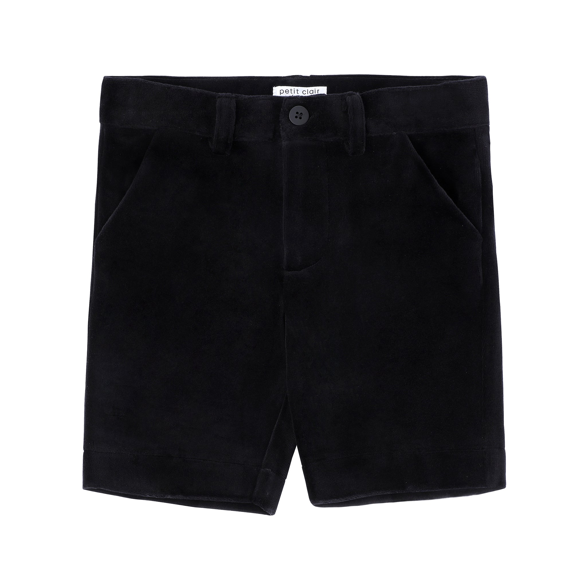 Boys Black Velour Shorts