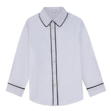 Boys White Black Trim Collared Shirt