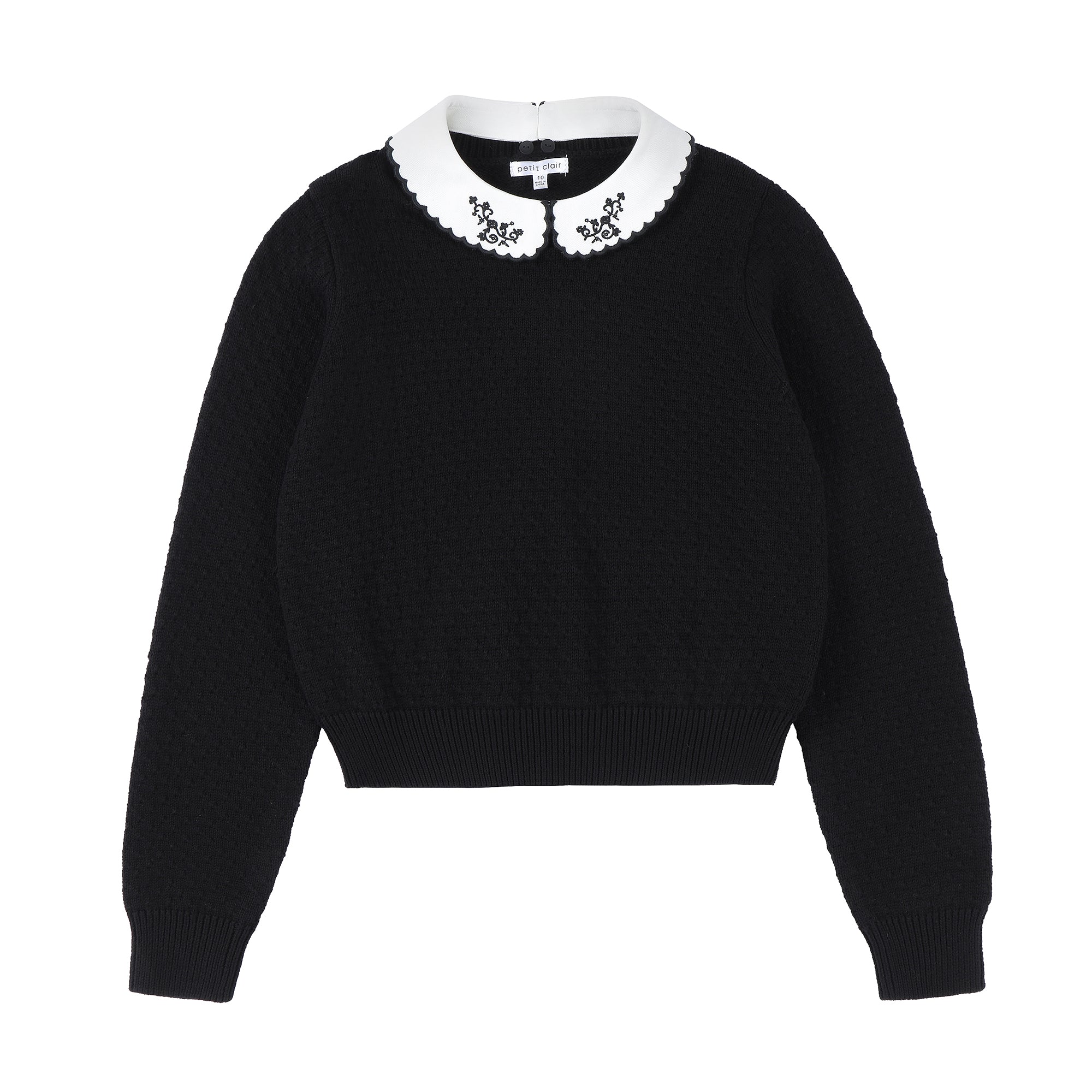 Girls Velvet Charm Collared Sweater