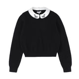 Girls Velvet Charm Collared Sweater