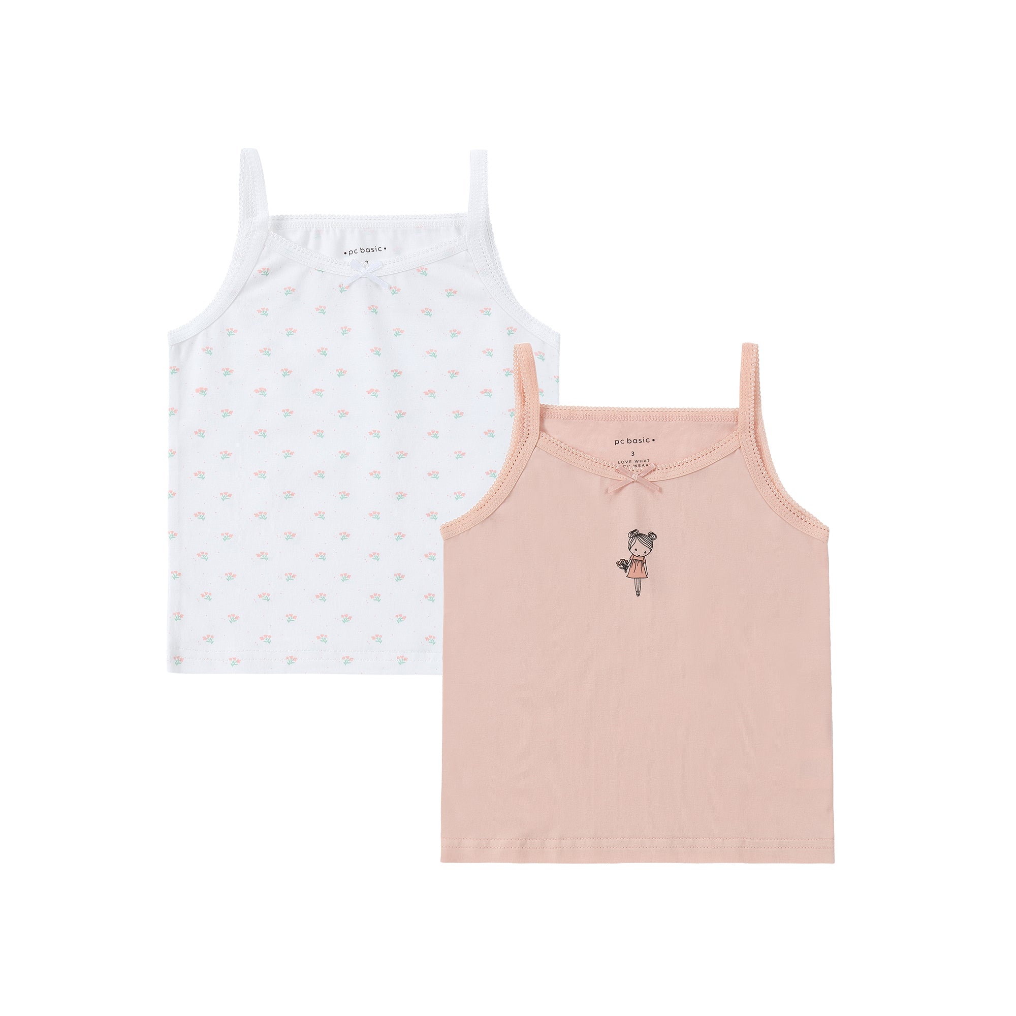 Girl 2pc Undershirt - Doll & Flower