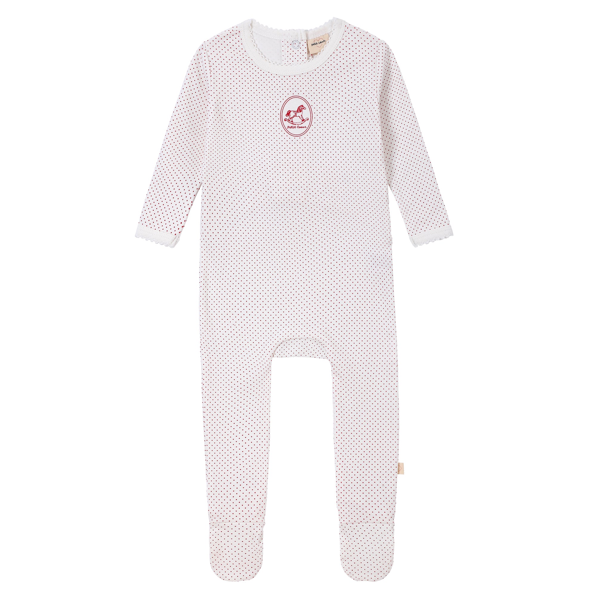 Baby Girls Ecru Print Polka Dot Horse Footsie