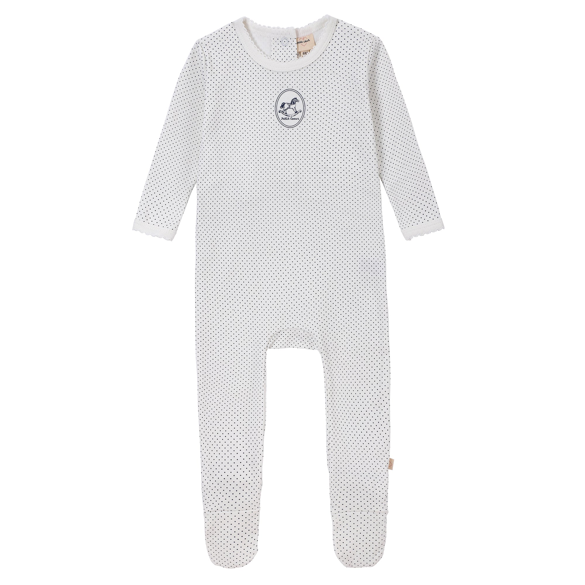 Baby Boys Ecru/Navy Dotted Footsie