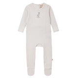 Baby Girls Ecru-Stripe Duck Appliqué Footsie