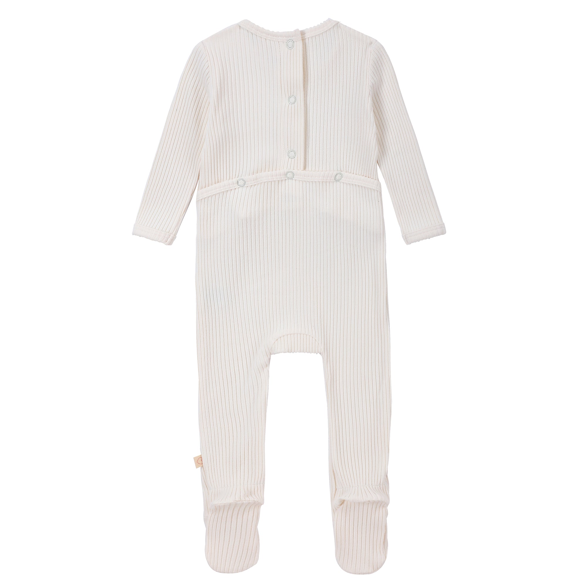 Baby Girls Ecru-Stripe Duck Appliqué Footsie