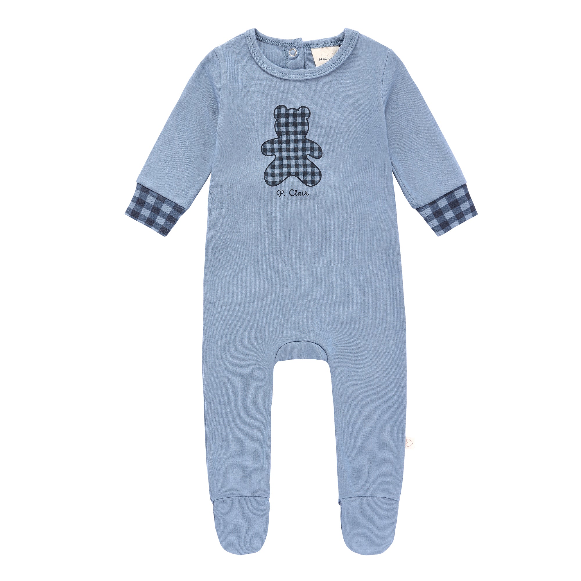 Baby Boys Blue Bear Appliqué Footsie