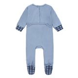 Baby Boys Blue Bear Appliqué Footsie