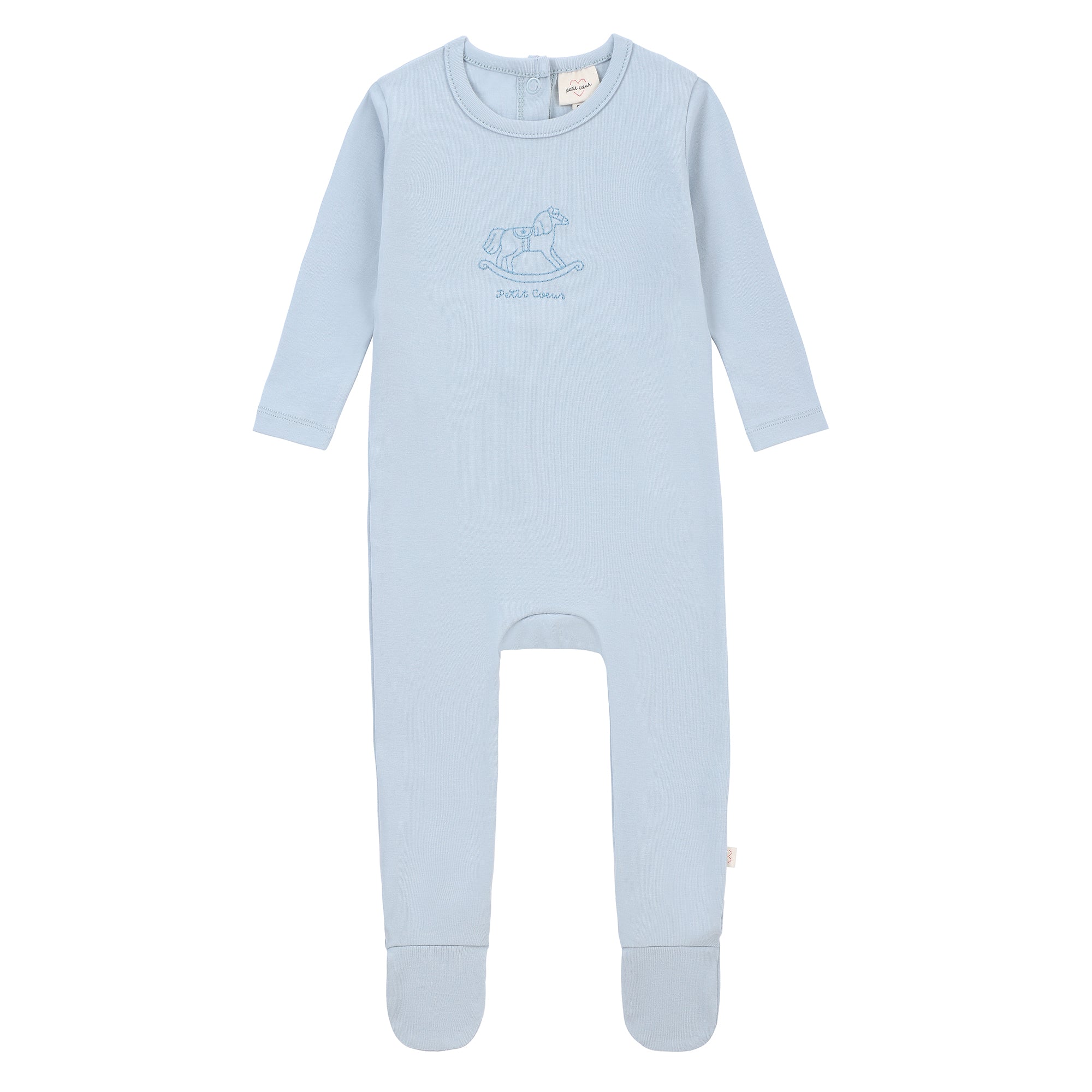 Baby Boys Blue Horse Appliqué Footsie