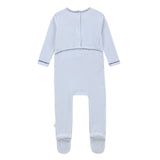 Baby Boys Light Blue Star Velour Footsie