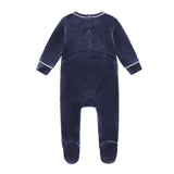 Baby Boys Navy PCN Velour Logo Footsie
