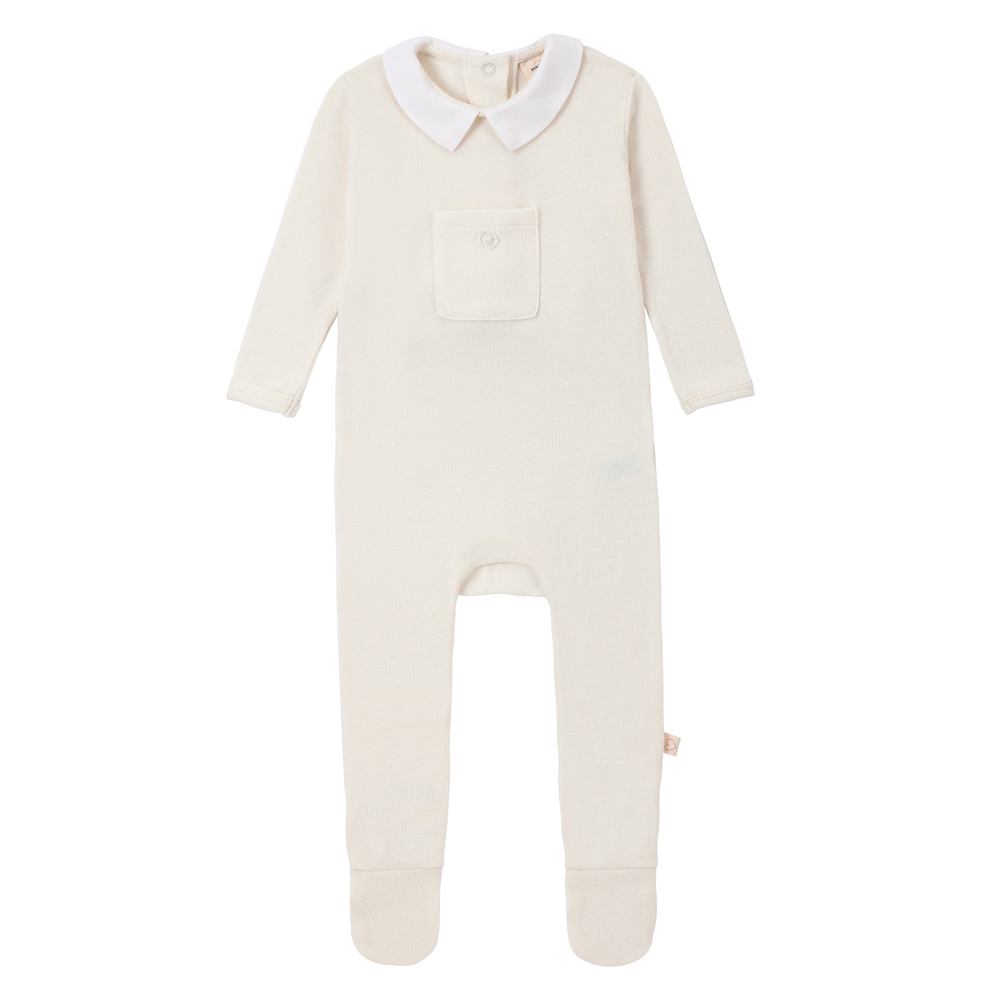 Baby Boys Ecru Collared Footsie