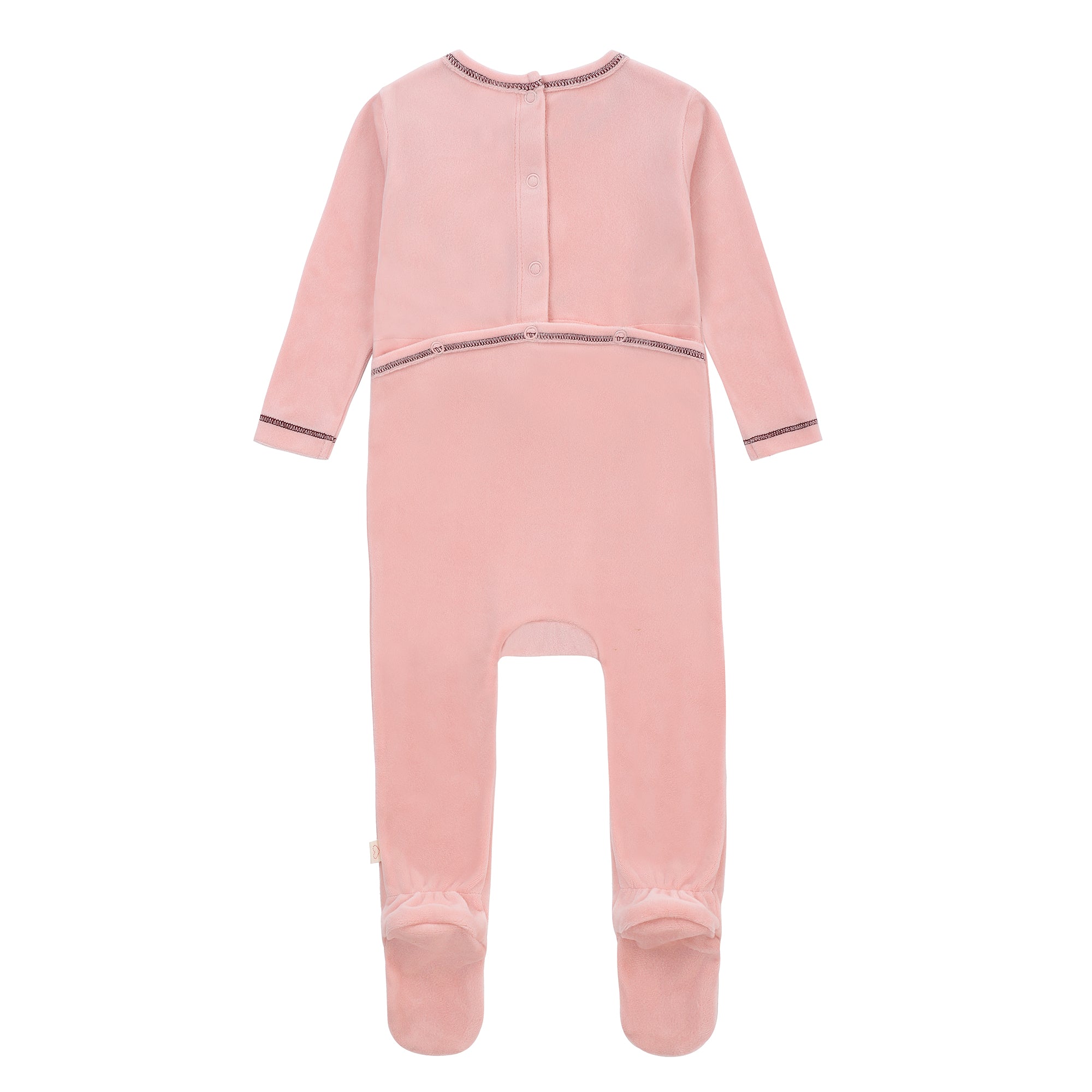 Baby Girls Light Pink Heart Velour  Footsie