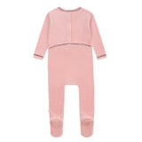 Baby Girls Light Pink Heart Velour  Footsie