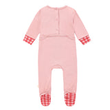 Baby Girls Pink Bear Checkered Footsie