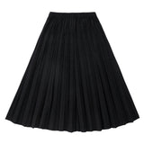 Pleated Black Denim Midi Skirt