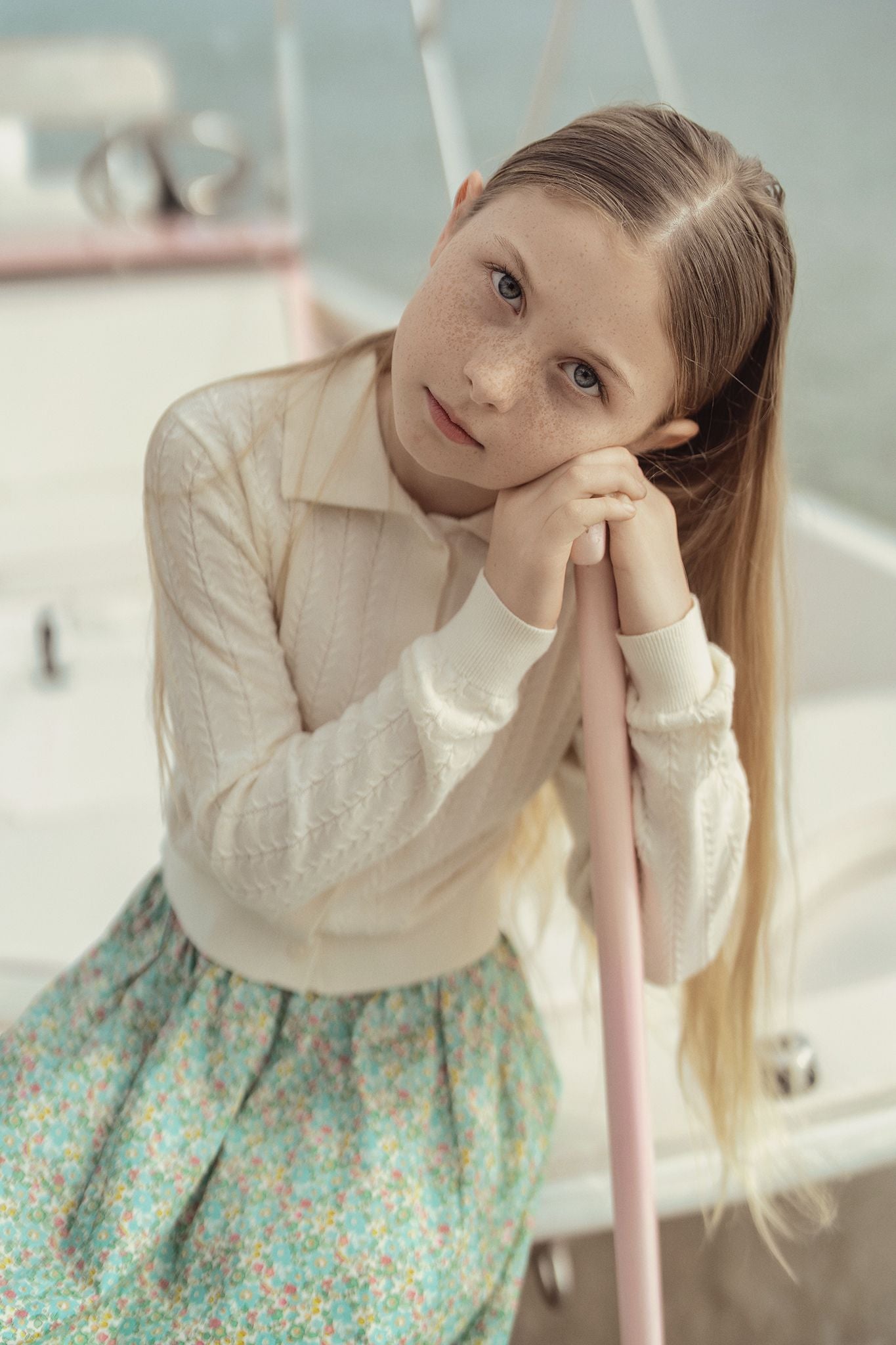 Girls Full Bloom Sweater with Collar