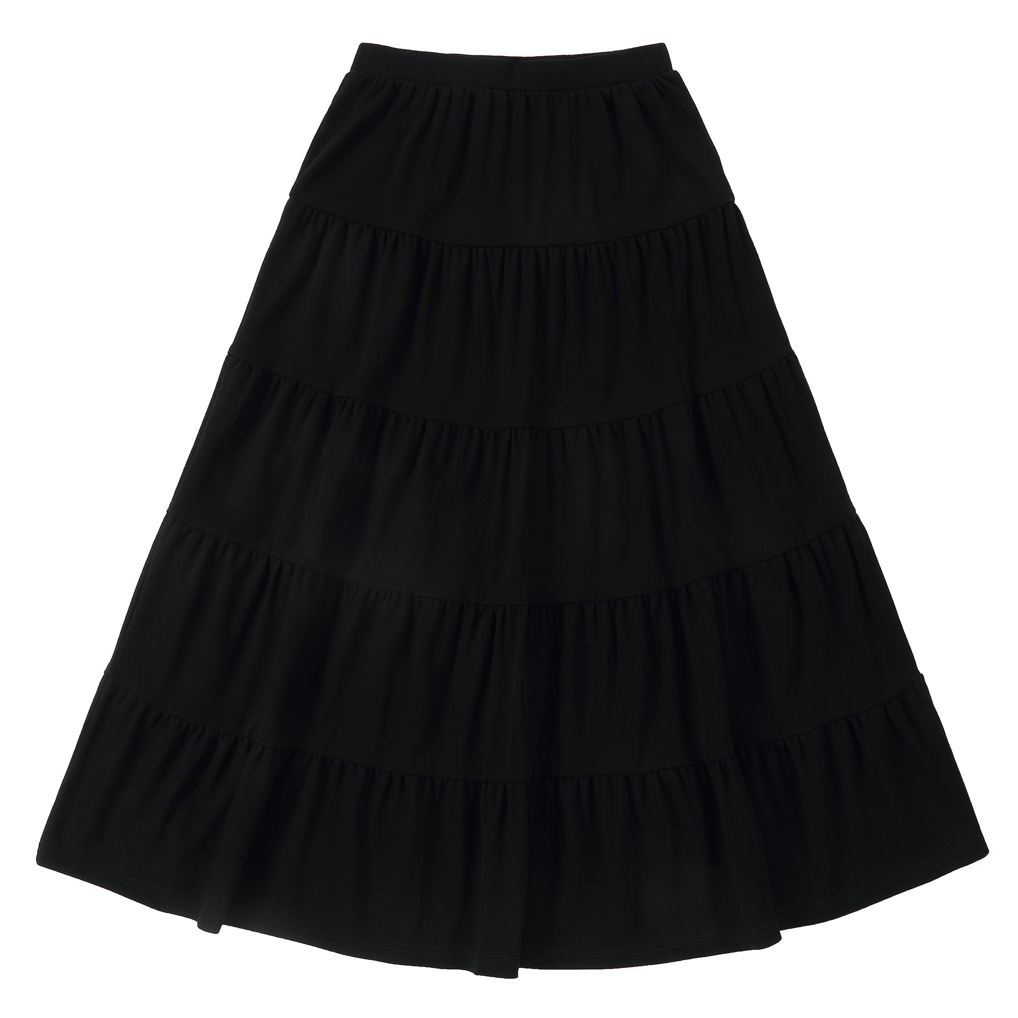 Teens Black Jersey Tiered Maxi Skirt