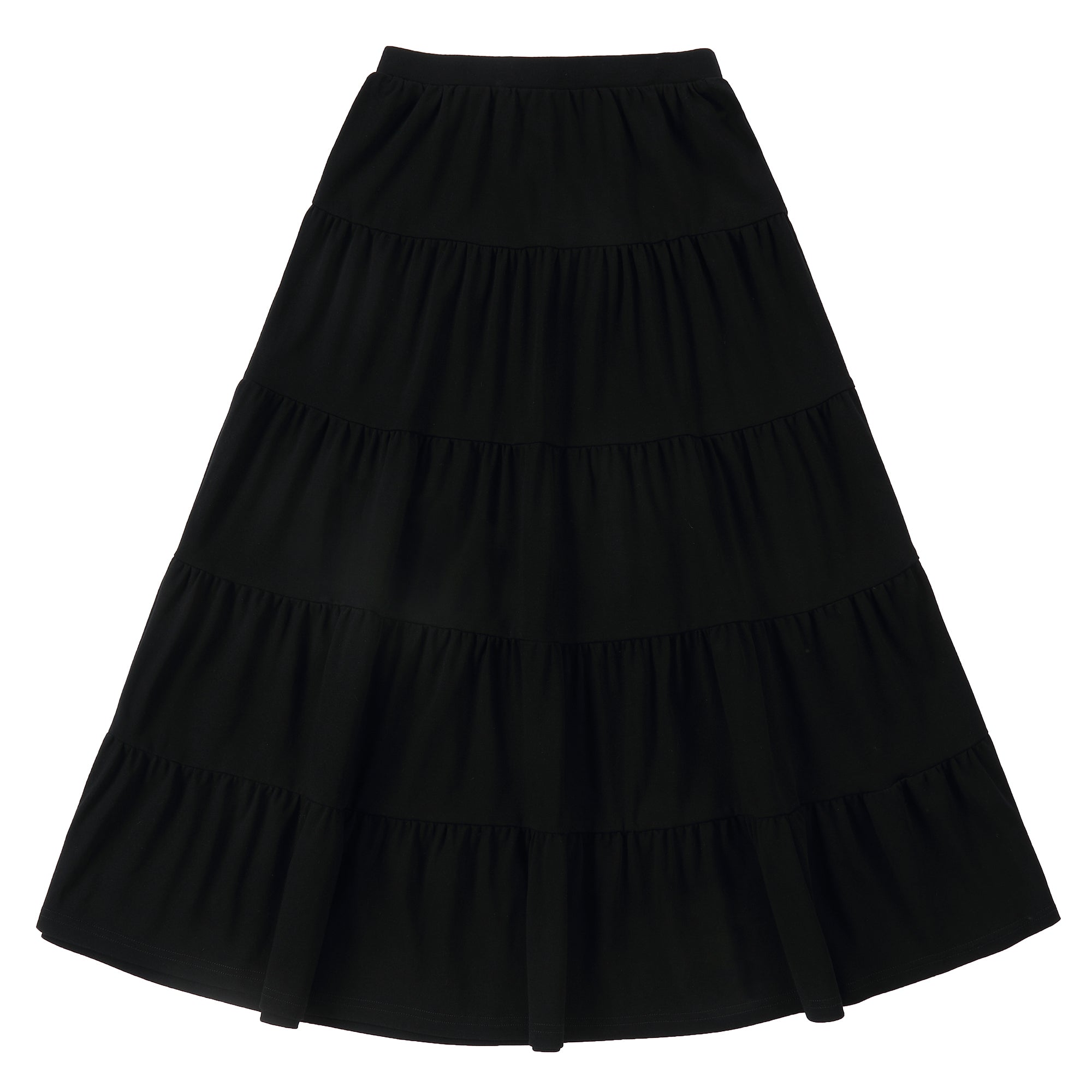 Teens Black Jersey Tiered Maxi Skirt