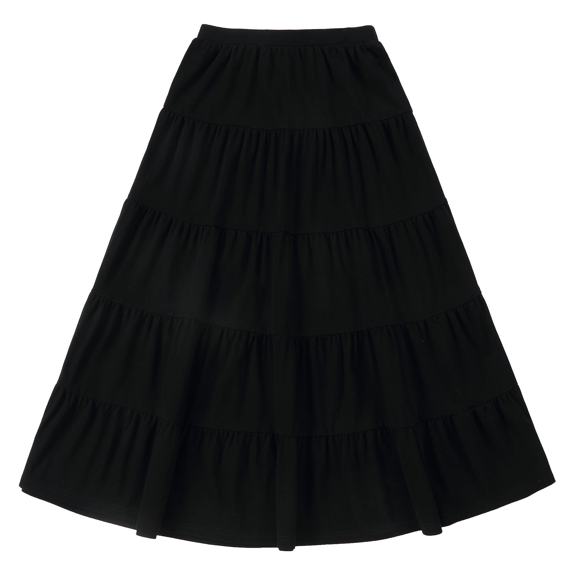 Black Jersey Tiered Maxi Skirt