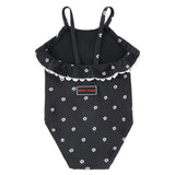 Girls Black Floral Print Swim Suit