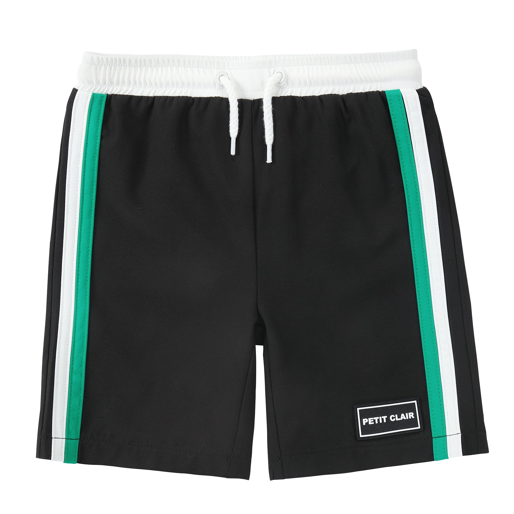 Boys Black, Green & White Swim Trunk
