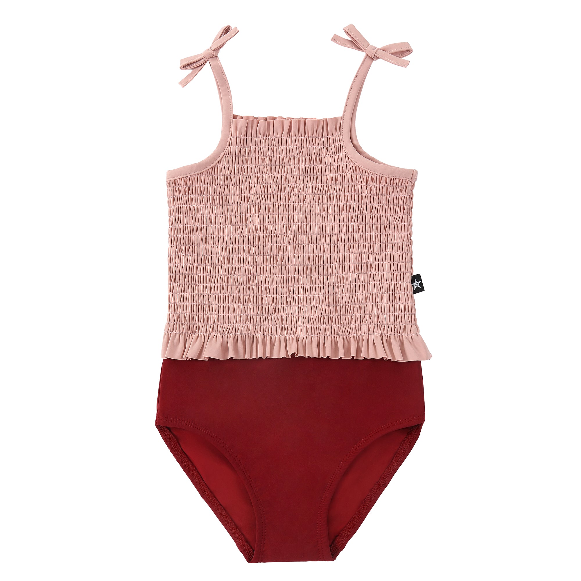 Girls Burgundy & Pink Swim Suit