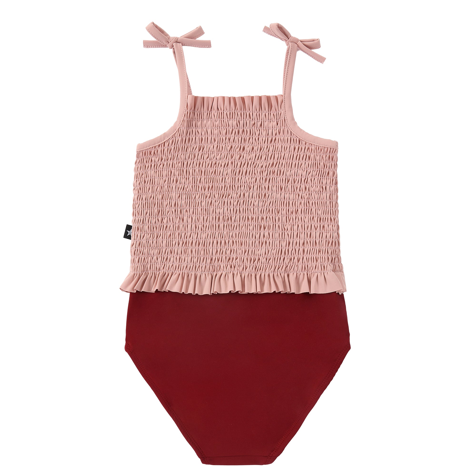 Girls Burgundy & Pink Swim Suit
