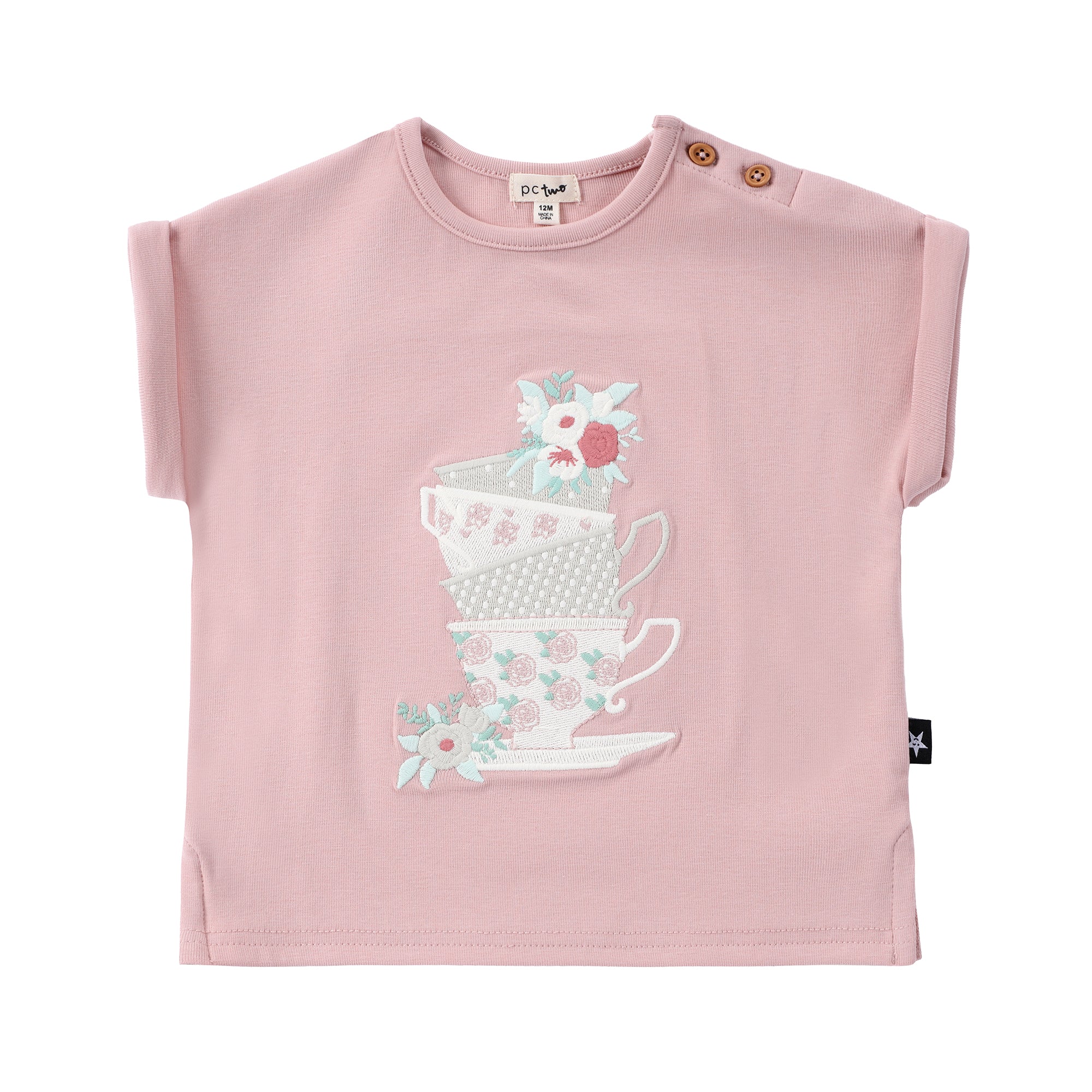 Girls Tan Teacups T-Shirt