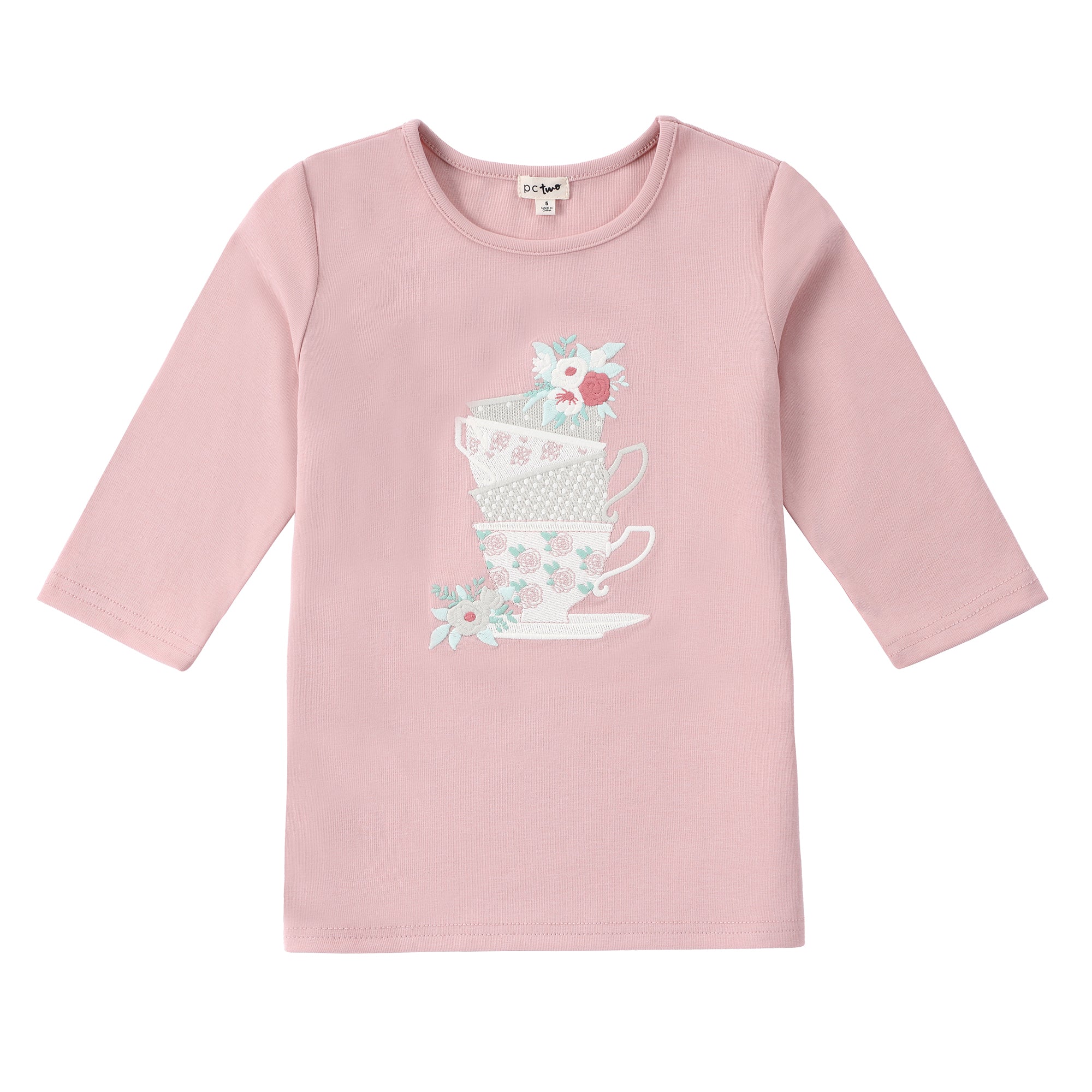 Girls Tan Teacups T-Shirt