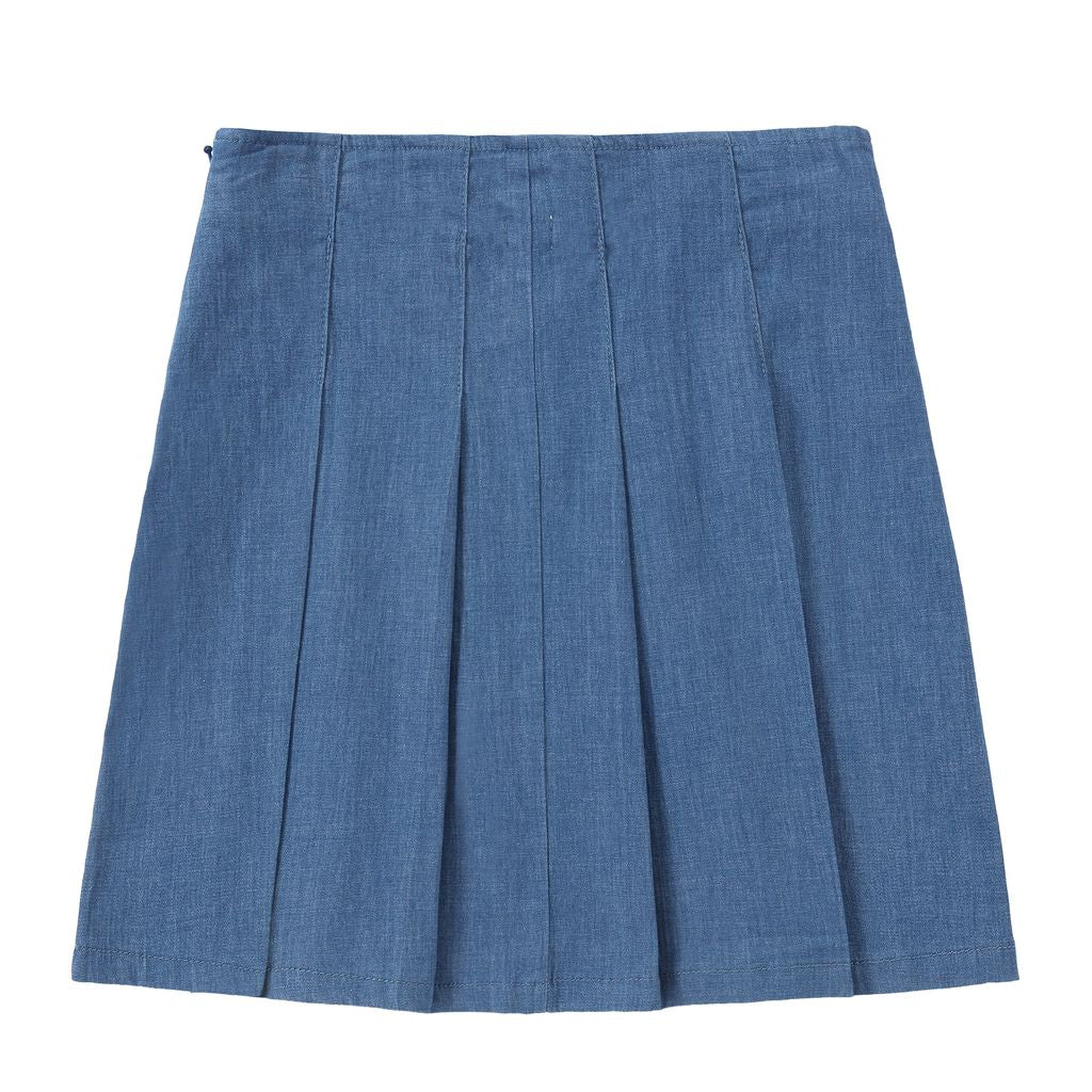 Girls Denim Pleated Skirt