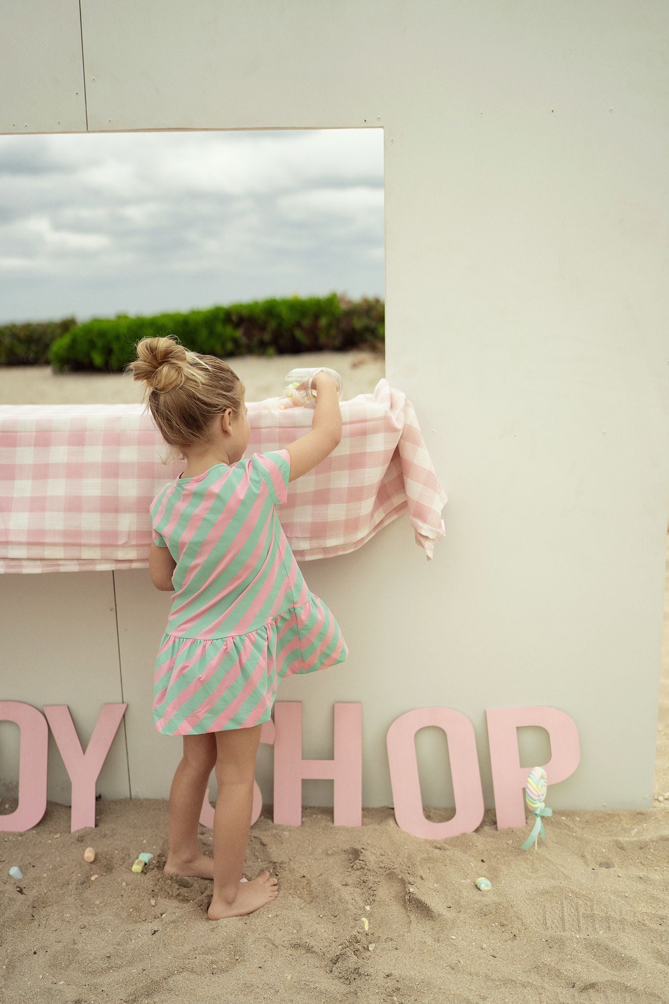 Girls Pastel Play Pink & Mint Green Dress
