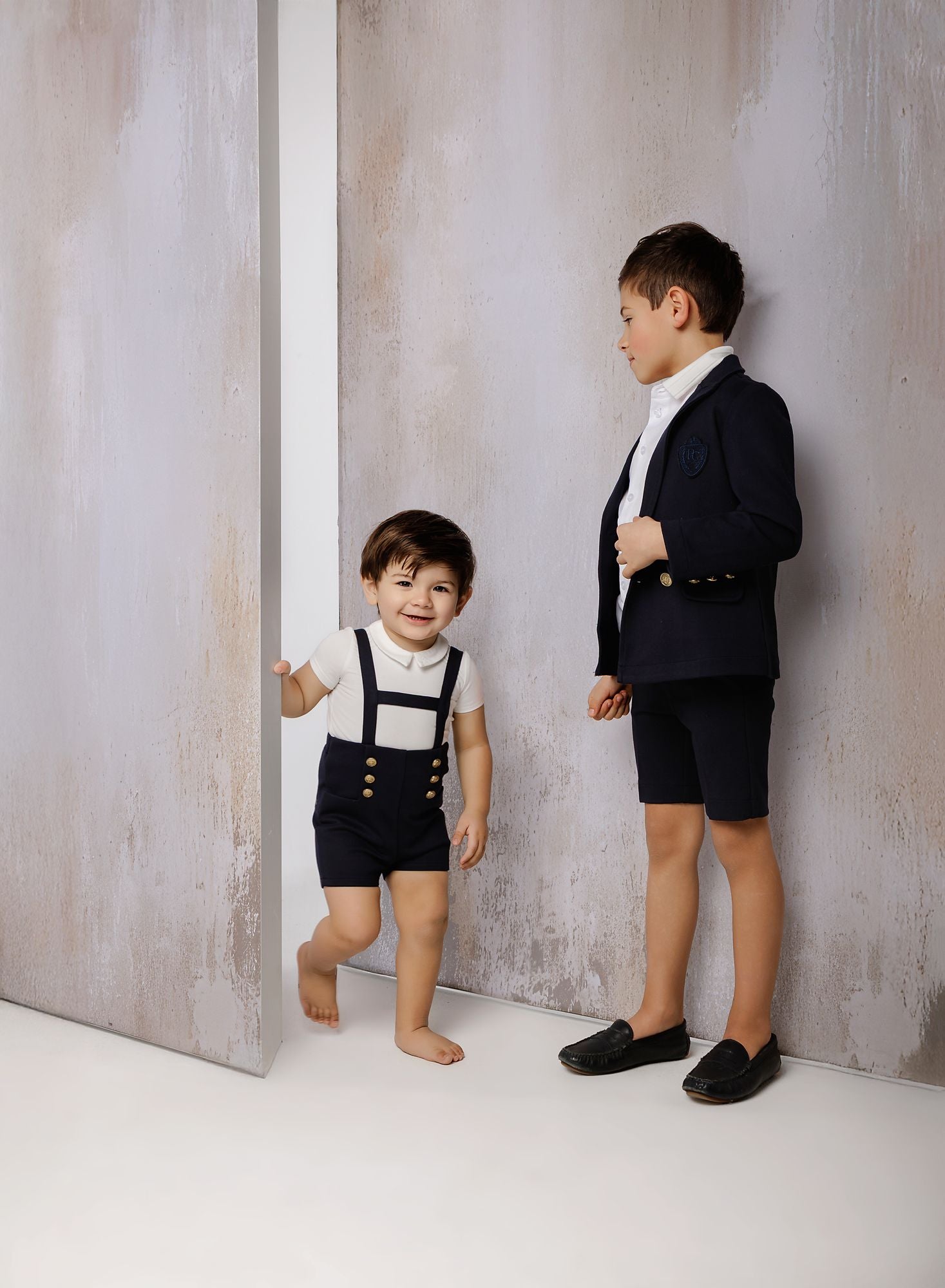 Boys Navy Gold Button Blazer