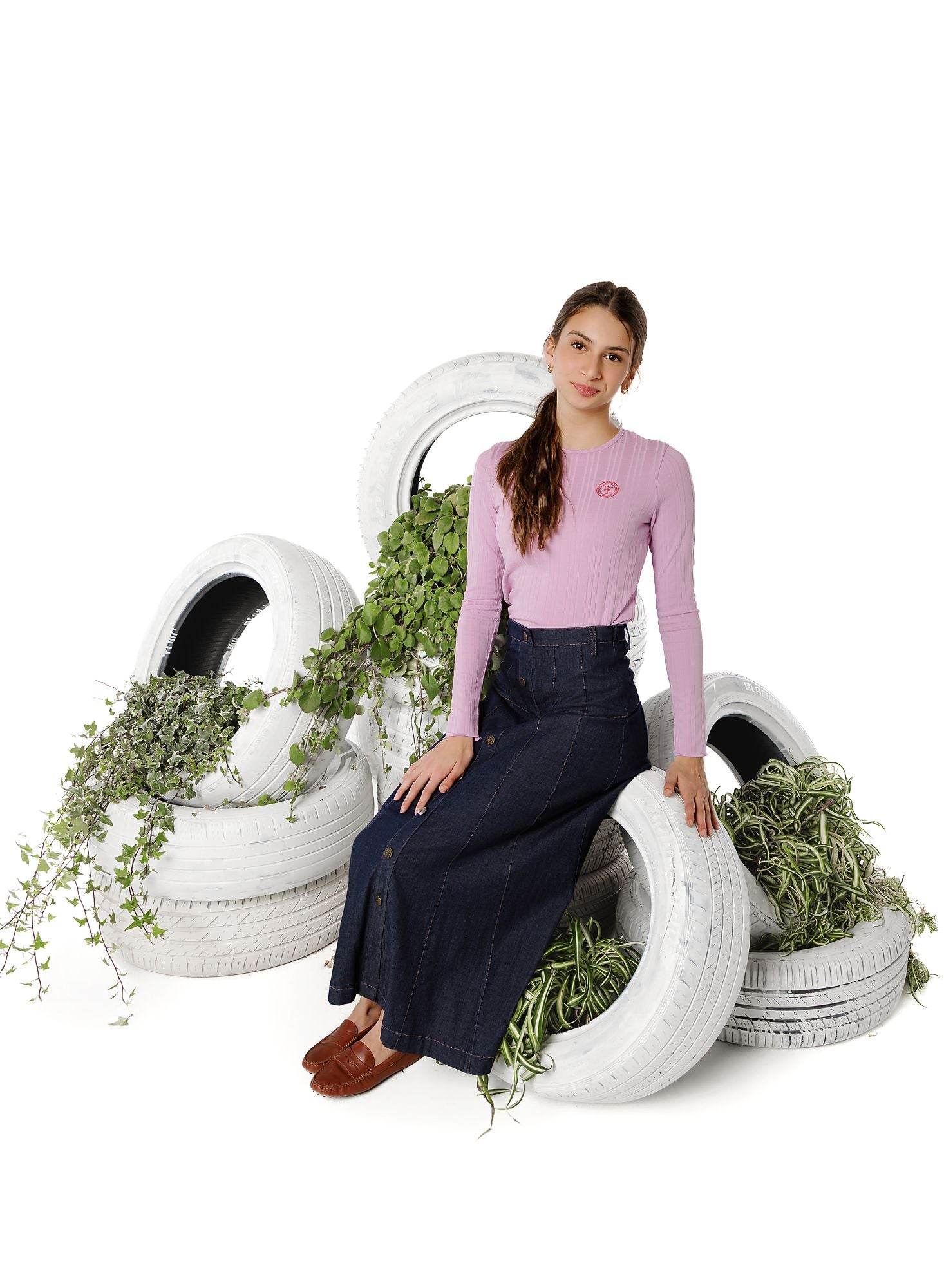 Teens Dark Denim Paneled Maxi Skirt