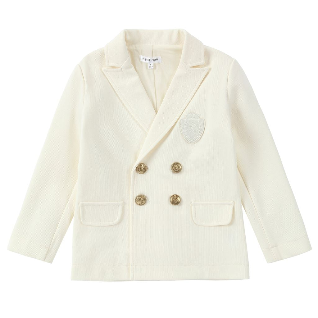 Boys Ivory Gold Button Blazer
