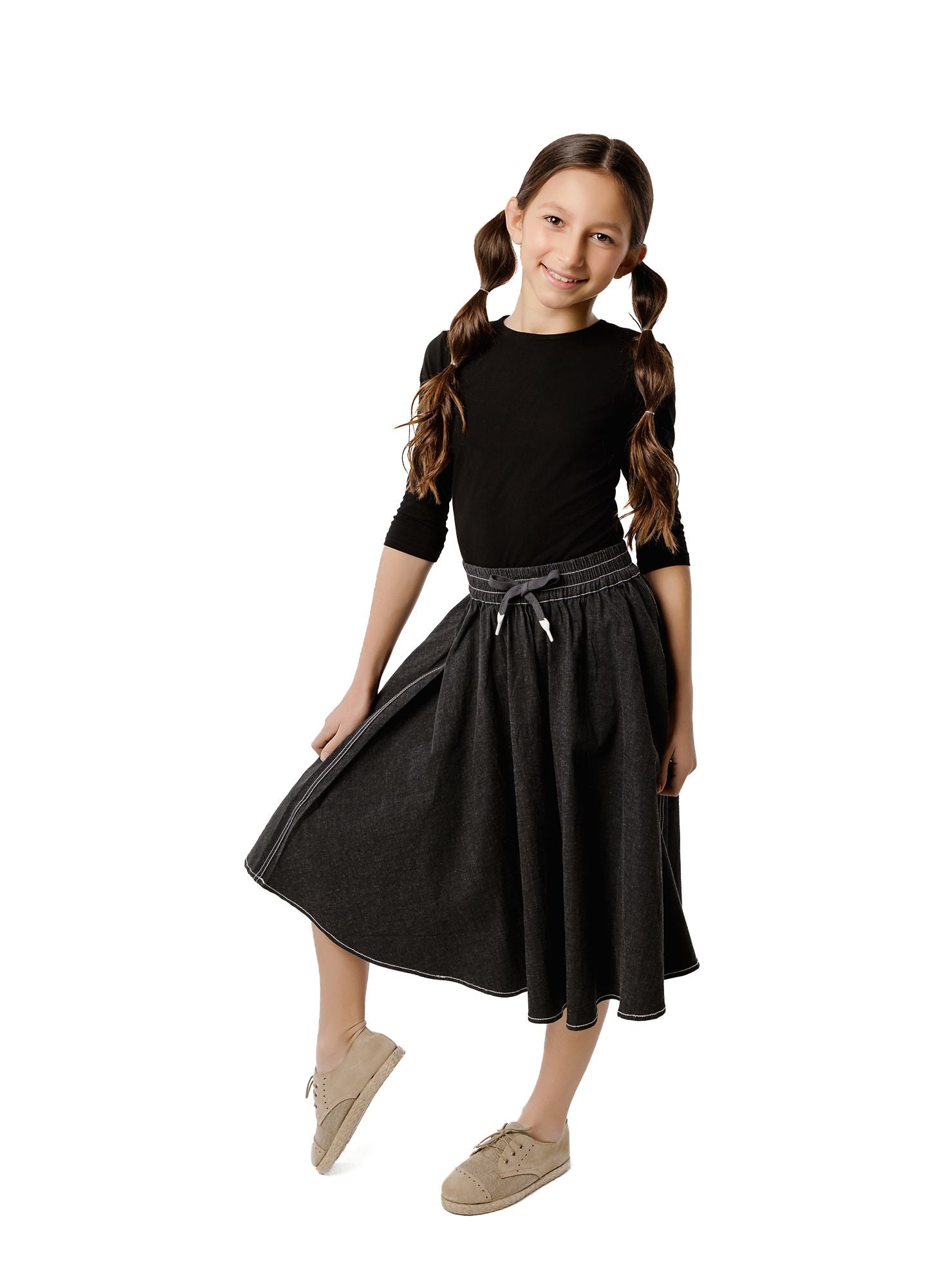 Girls Grey A-Line Skirt