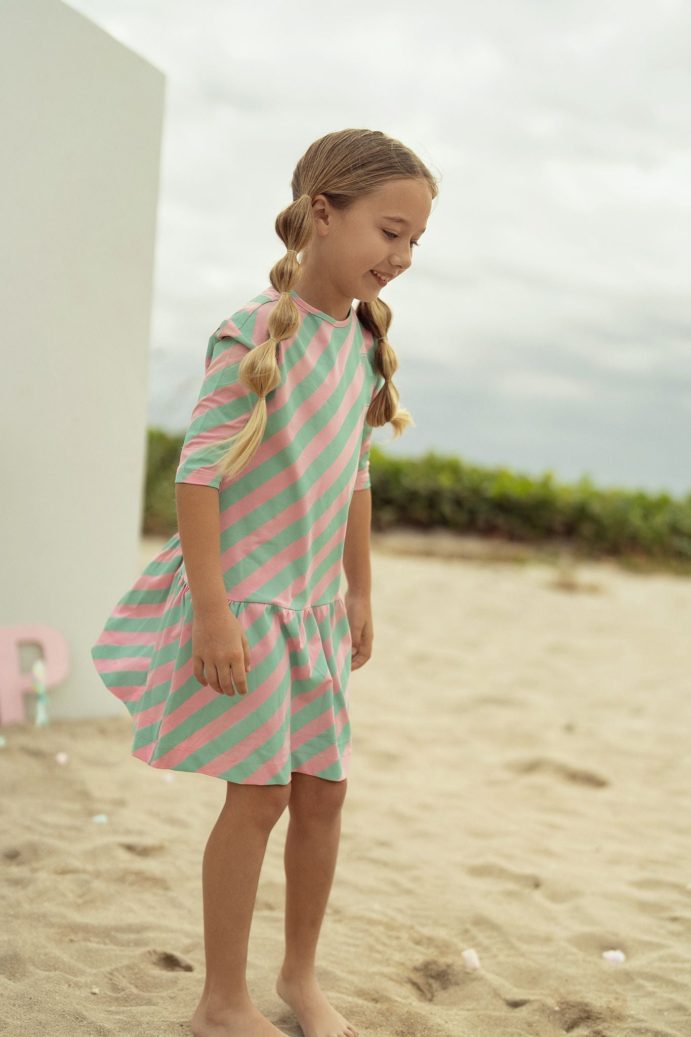 Girls Pastel Play Pink & Mint Green Dress Petit Clair Girls Pastel Play Pink & Mint Green Dress Petit Clair