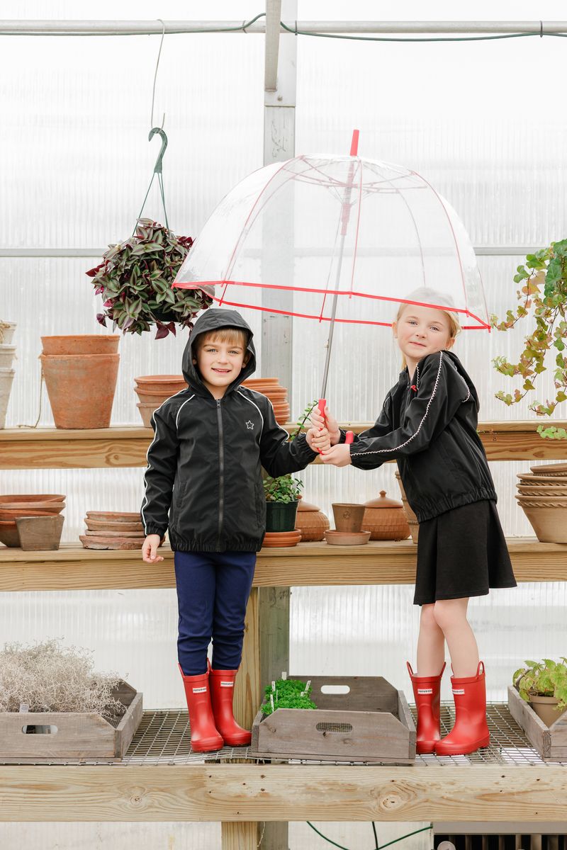 Boys Black  Raincoat with White Trim